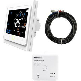 Комплект бездротового управління опаленням ZigBee: терморегулятор вбудовуваний + реле (сухий контакт) 496161 496161 фото