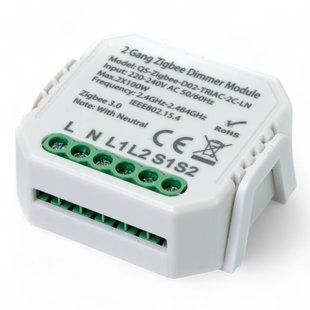 Вимикач - регулятор Tervix Pro Line ZigBee Dimmer (2 клавіші) реле для прихованого монтажу 436121 фото