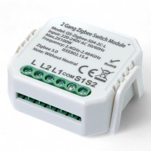 Вимикач Tervix Pro Line ZigBee Switch (2 клавіші) без нуля, реле для прихованого монтажу 433141 фото