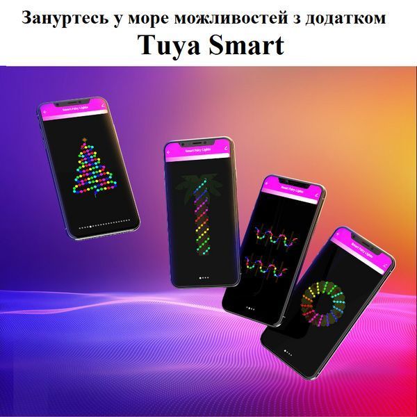 Розумна світлодіодна гірлянда Tuya WiFi 10 м. 66 ліхтариків, Fairy Lights новорічна смарт LED RGB для ялинки 632010 фото