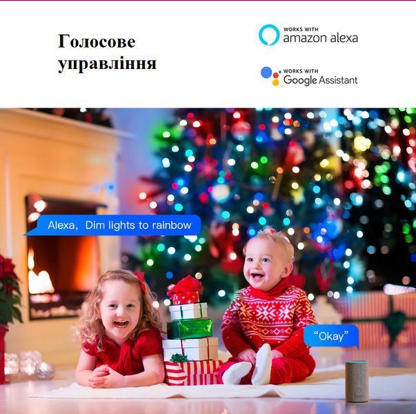 Розумна світлодіодна гірлянда Tuya WiFi 10 м. 66 ліхтариків, Fairy Lights новорічна смарт LED RGB для ялинки 632010 фото