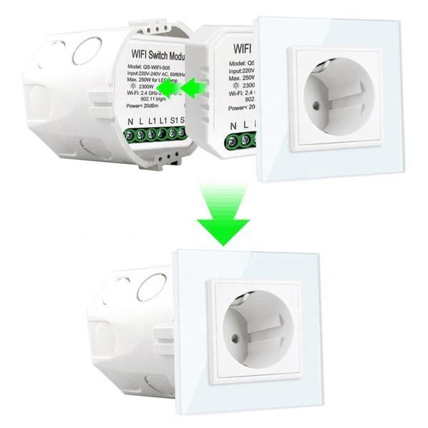 Вимикач Tervix Pro Line WiFi Switch (1 клавіша / розетка) реле для прихованого монтажу 432421 фото