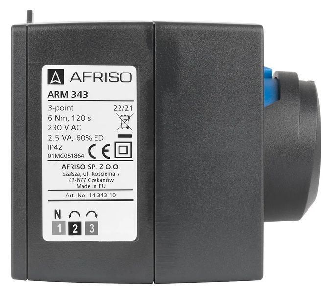 Комплект Afriso 1 1/2" трехходовой поворотный смесительный клапан ARV386 и привод ARM323 3-точки, 230В 1338652 1338652 фото