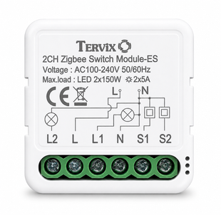 Вимикач Tervix Pro Line WiFi Switch (2 клавіші) реле для прихованого монтажу 433421 фото