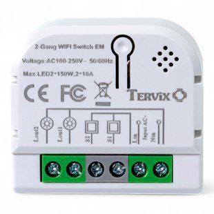 Вимикач Tervix Pro Line WiFi Switch (2 клавіші) реле для прихованого монтажу 433421 фото